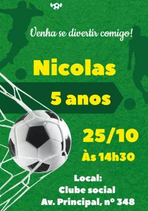 Convite Aniversário Futebol Editável Online para Enviar
