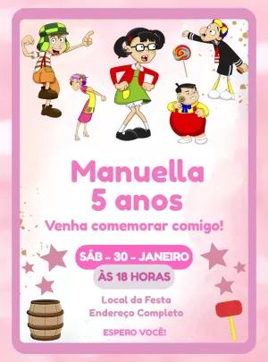 Convite Aniversário Turma do Chaves para Editar Online