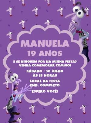 Convite Aniversário Divertida Mente com o Medo para Editar
