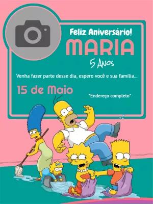 Convite de Aniversário Os Simpsons com Foto para Editar Online