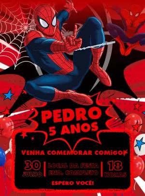 Convite Aniversário Homem Aranha para Editar Online