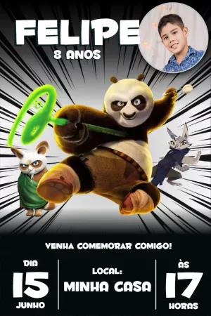 Convite de Aniversário Kung Fu Panda para Editar Online