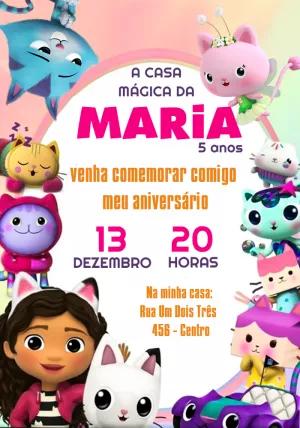 Convite Aniversário A Casa Mágica da Gabby para Editar Online