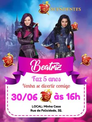 Convite Aniversário Descendentes para Editar Online