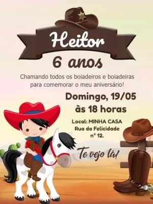 Convite de Aniversário Boiadeiro para Editar Online