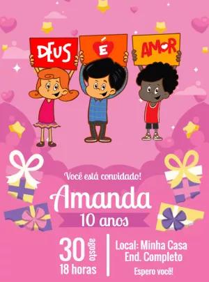 Convite Aniversário Três Palavrinhas para Editar Online