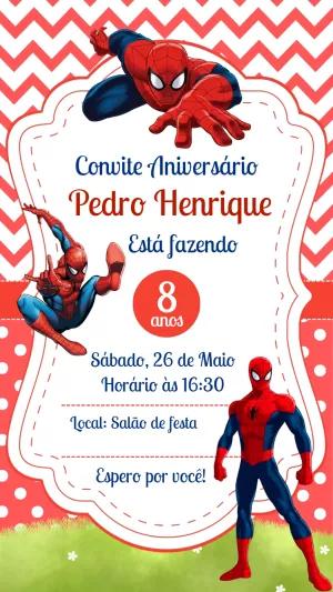 Convite de Aniversário Homem Aranha Editável Online