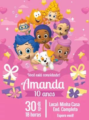 Convite Aniversário Bubble Guppies para Editar Online
