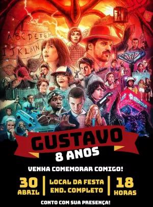 Convite de Aniversário Stranger Things para Editar Online