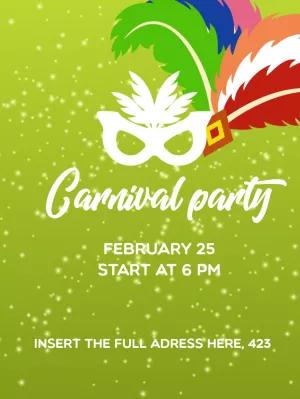 Carnival Party Invitation with Mask and Feathers to Edit Online