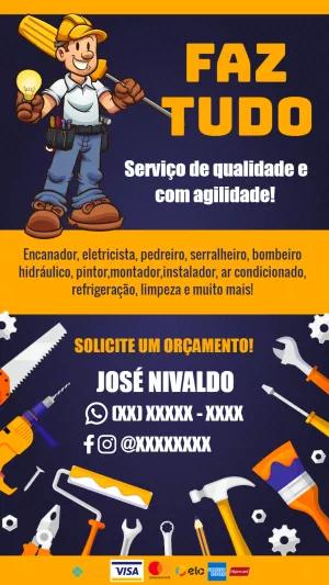 Cartão de Visita Faz Tudo Editável Online para Divulgação