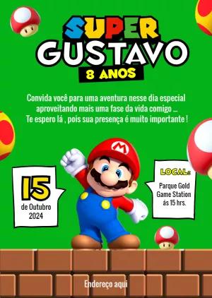 Convite de Aniversário Super Mario Bros para Editar Online