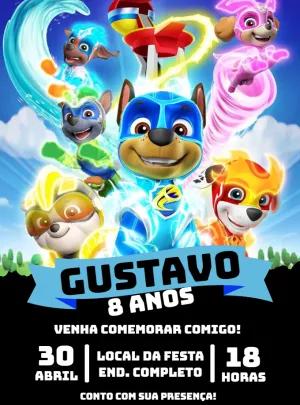 Convite Aniversário Patrulha Canina Super Filhotes para Editar