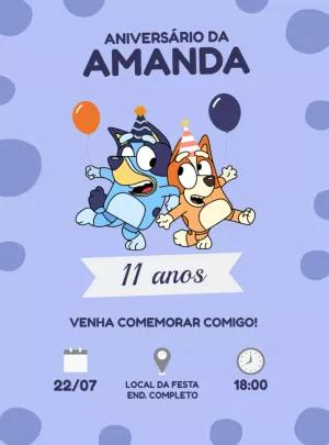 Convite de Aniversário Bluey e Bingo para Editar Online