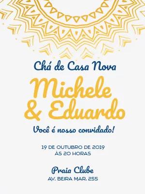 Convite Chá de Casa Nova com Mandala para Editar Online