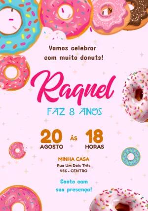 Convite de Aniversário Donuts Colorido para Editar Online