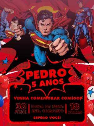 Convite Aniversário Super Homem Estilo Quadrinhos para Editar