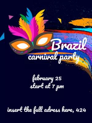 Carnival Party Invitation with Colorful Mask to Edit Online
