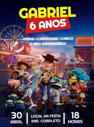 Convite de Aniversário Toy Story com Personagens para Editar