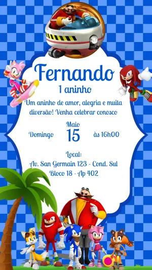 Convite de Aniversário Sonic Boom com a Turma para Editar