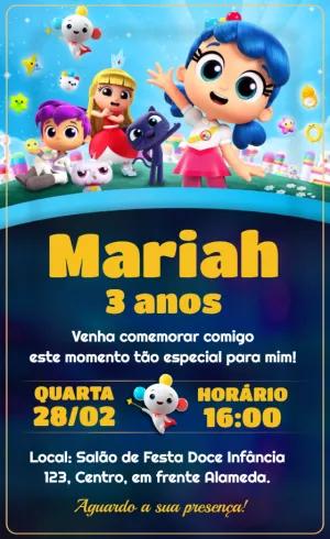 Convite Aniversário Vera e o Reino do Arco Íris para Editar Online