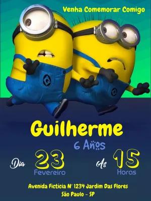 Convite de Aniversário Minions para Editar Online Facilmente