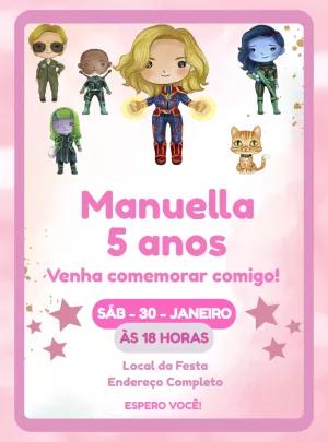 Convite de Aniversário Capitã Marvel para Editar Online
