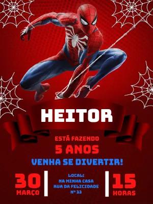 Convite Aniversário Homem Aranha para Editar Online