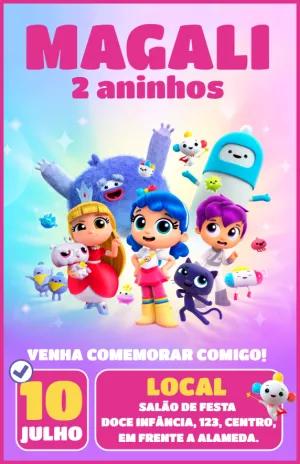 Convite Aniversário Vera e o Reino do Arco Íris para Editar Online
