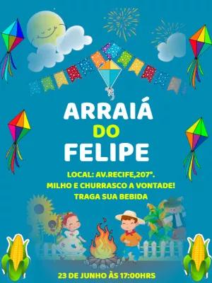 Convite Arraiá Festa Junina com Elementos Típicos para Editar