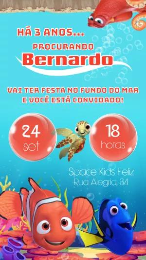 Convite Aniversário Procurando Nemo para Editar Online