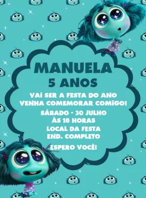Convite Aniversário Divertida Mente 2 Inveja para Editar Online
