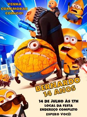 Convite Aniversário Meu Malvado Favorito 4 para Editar Online