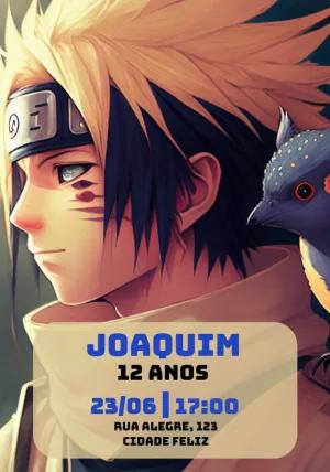 Convite de Aniversário Naruto Editável para Enviar Online