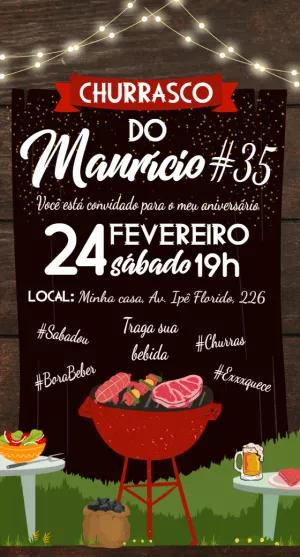 Convite de Aniversário Churrasco Rústico para Editar Online