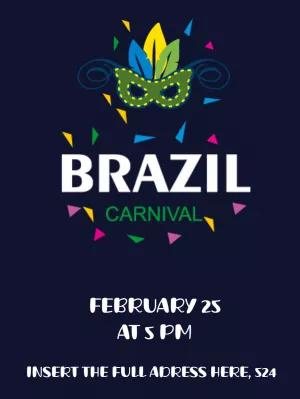 Editable Brazil Carnival Invitation with Festive Mask