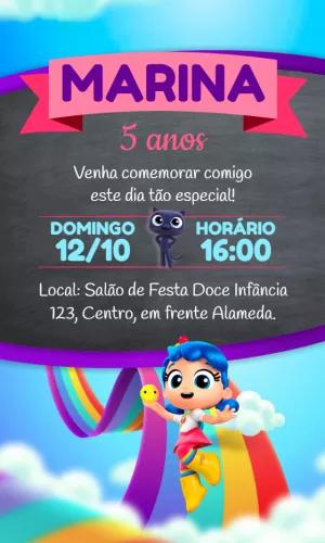 Convite Aniversário Vera e o Reino do Arco Íris para Editar