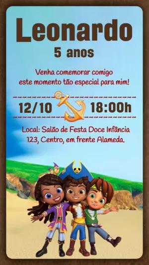 Convite Aniversário Santiago dos Mares para Editar Online
