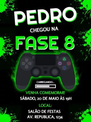 Convite Aniversário Gamer Playstation para Editar Online