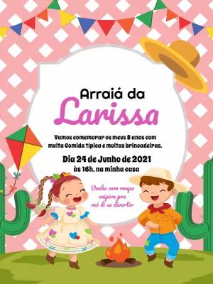 Convite Festa Junina Aniversário com Caipiras para Editar