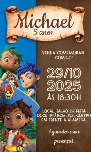 Convite Aniversário Santiago dos Mares para Editar Online