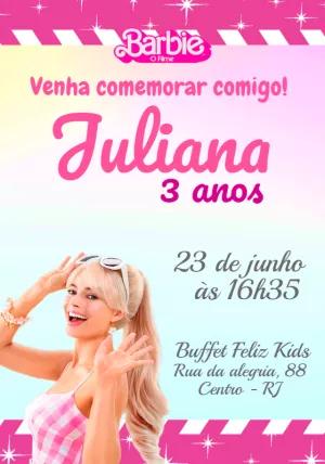 Convite Aniversário Barbie Filme para Editar Online