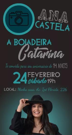 Convite de Aniversário Boiadeira com Foto para Editar Online