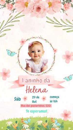 Convite Aniversário Jardim Encantado com Foto para Editar Online