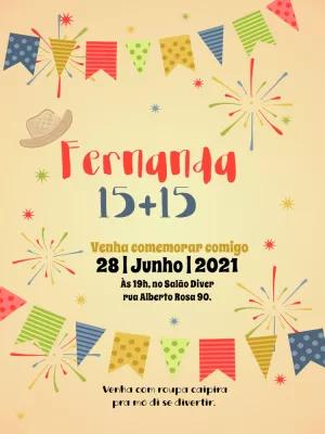 Convite de Aniversário Festa Junina com Bandeirinhas para Editar