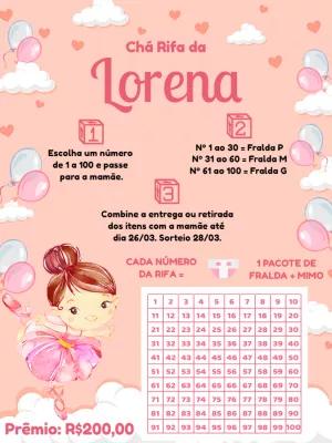 Chá Rifa de Bebê Bailarina Editável para Imprimir