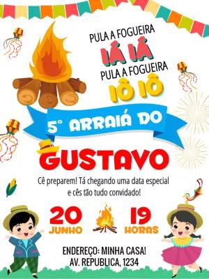 Convite Aniversário Festa Junina com Fogueira para Editar Online