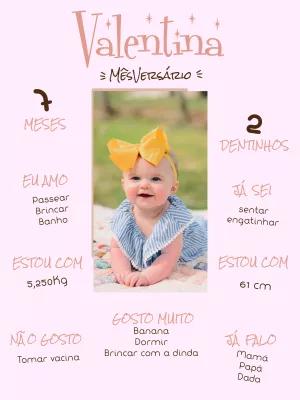 Quadro Mêsversário Menina com Foto para Editar Online