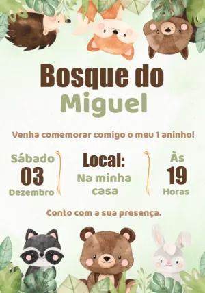 Convite Aniversário Bosque dos Animais para Editar Online