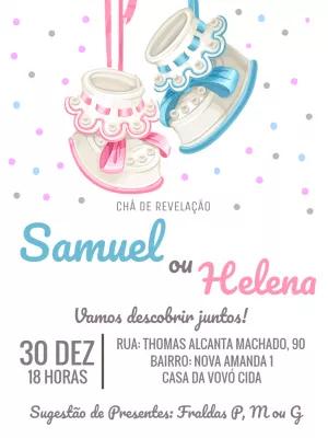 Convite Chá Revelação Sapatinhos para Editar Online